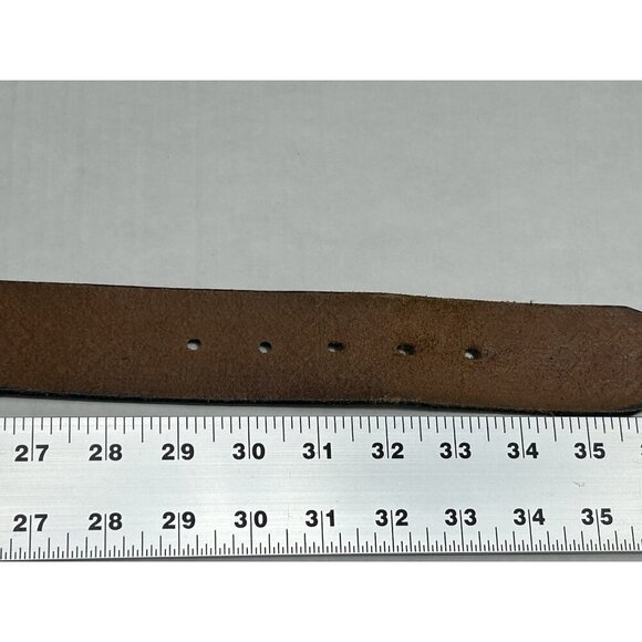 Western Saddle Leather Belt 32 Hand Painted Tooled Embossed Aztec Brass Buckle - Picture 14 of 14